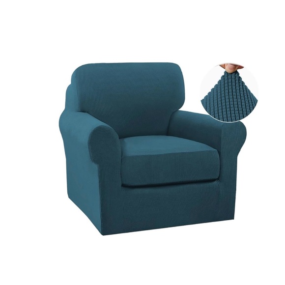 2 Piece Chair Covers/Slipcovers for Small Armchair, Deep Teal, NEW - Picture 1 of 5